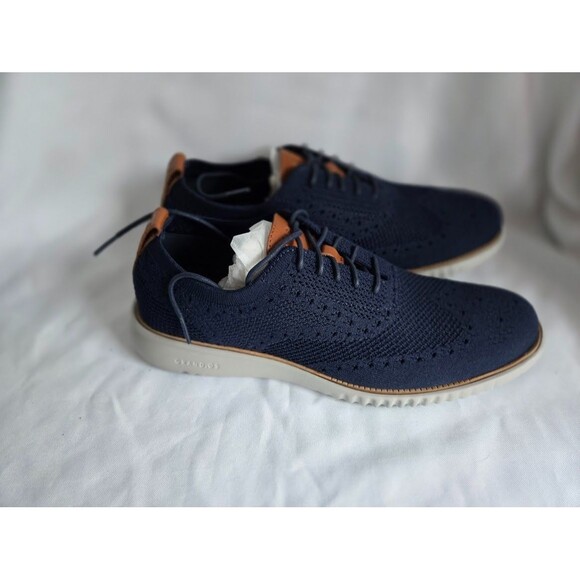 Cole Haan ZEROGRAND StitchLite Wingtip Oxford Marine Blue Mens 10.5 NEW